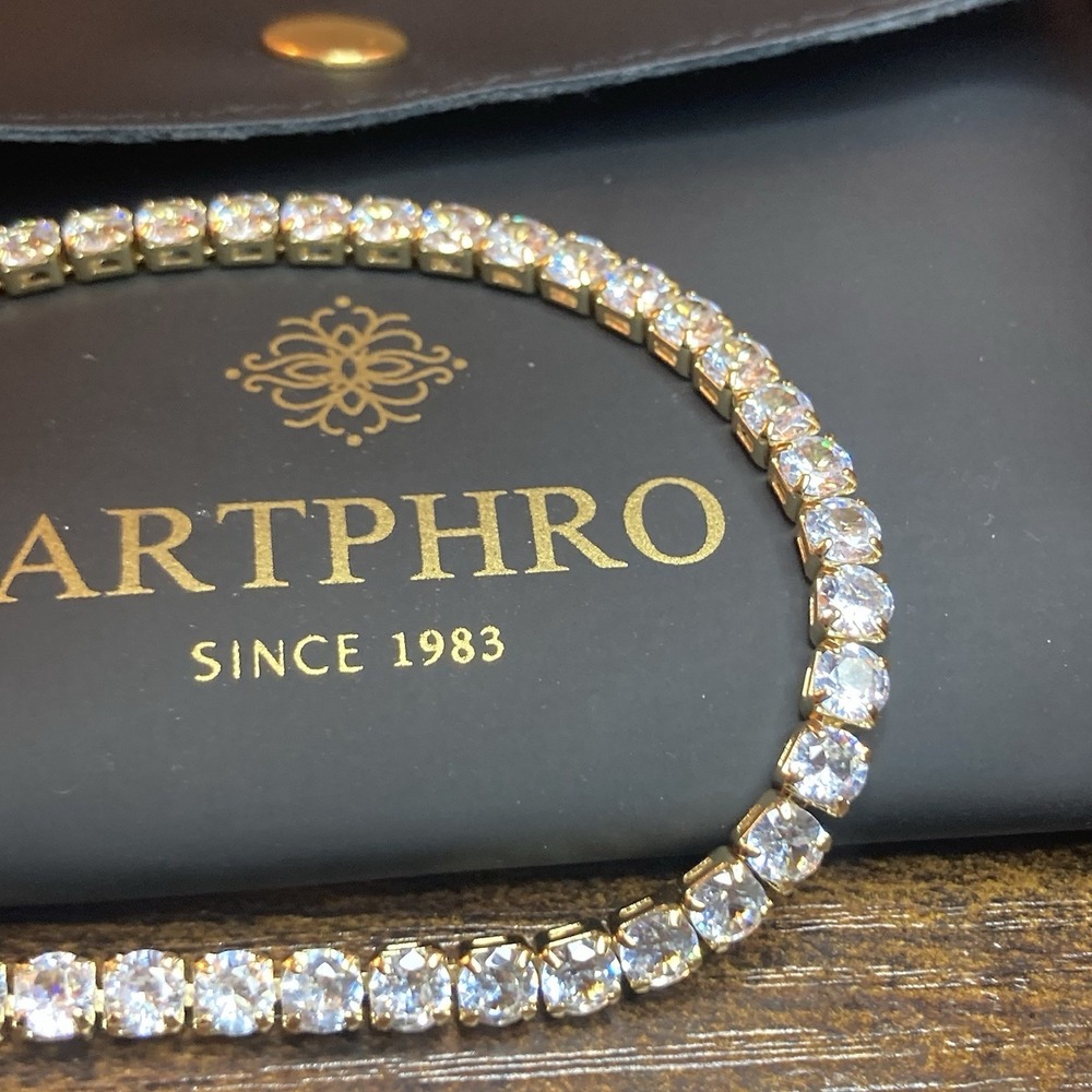 CZ Tennis Necklace Gold Tone Clear Cubic Zirconia 20" ARTPHRO Statement Chain